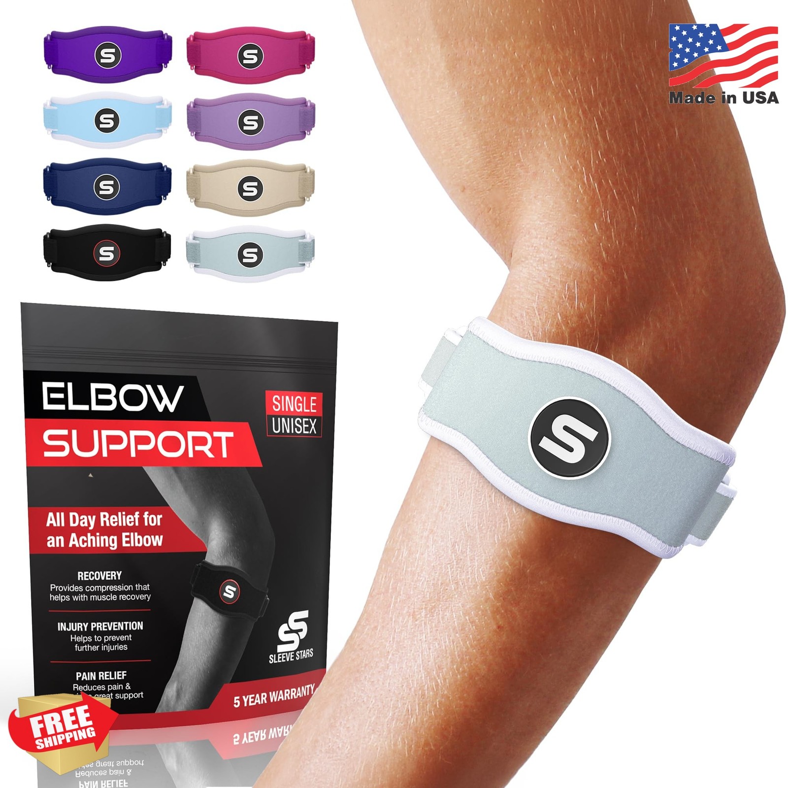 Sleeve Stars Tennis Elbow Brace for Men & Women, Elbow Brace for Tendonitis, Ten
