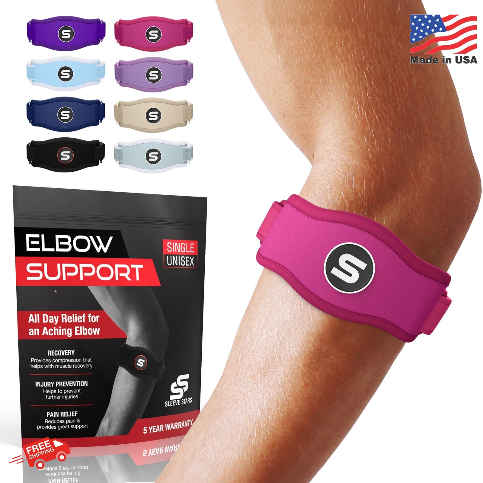 Sleeve Stars Tennis Elbow Brace for Men & Women, Elbow Brace for Tendonitis, Ten