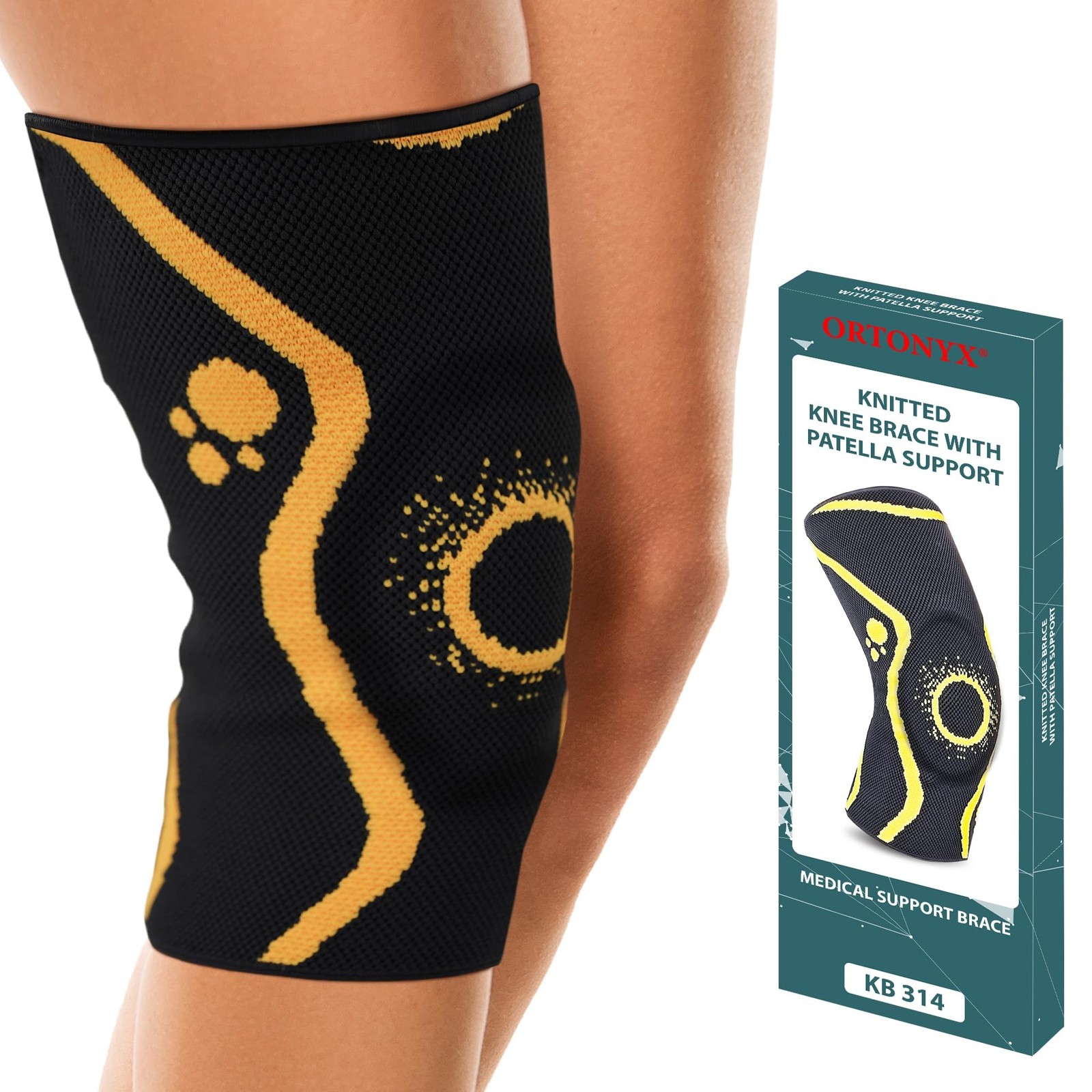 ORTONYX Knee Brace Patella Ring, 3D Knitted Knee Sleeve Pain Relief, Patella
