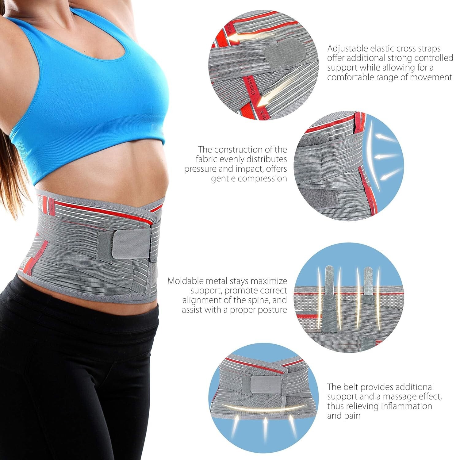 Breathable Lumbosacral Back Support Brace – Slim Design for Lower Back Relief