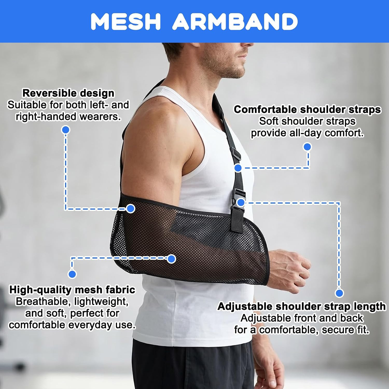 Shoulder Immobilizer Mesh Arm Sling Arm Sling for Shoulder Injury | Adjustabl…