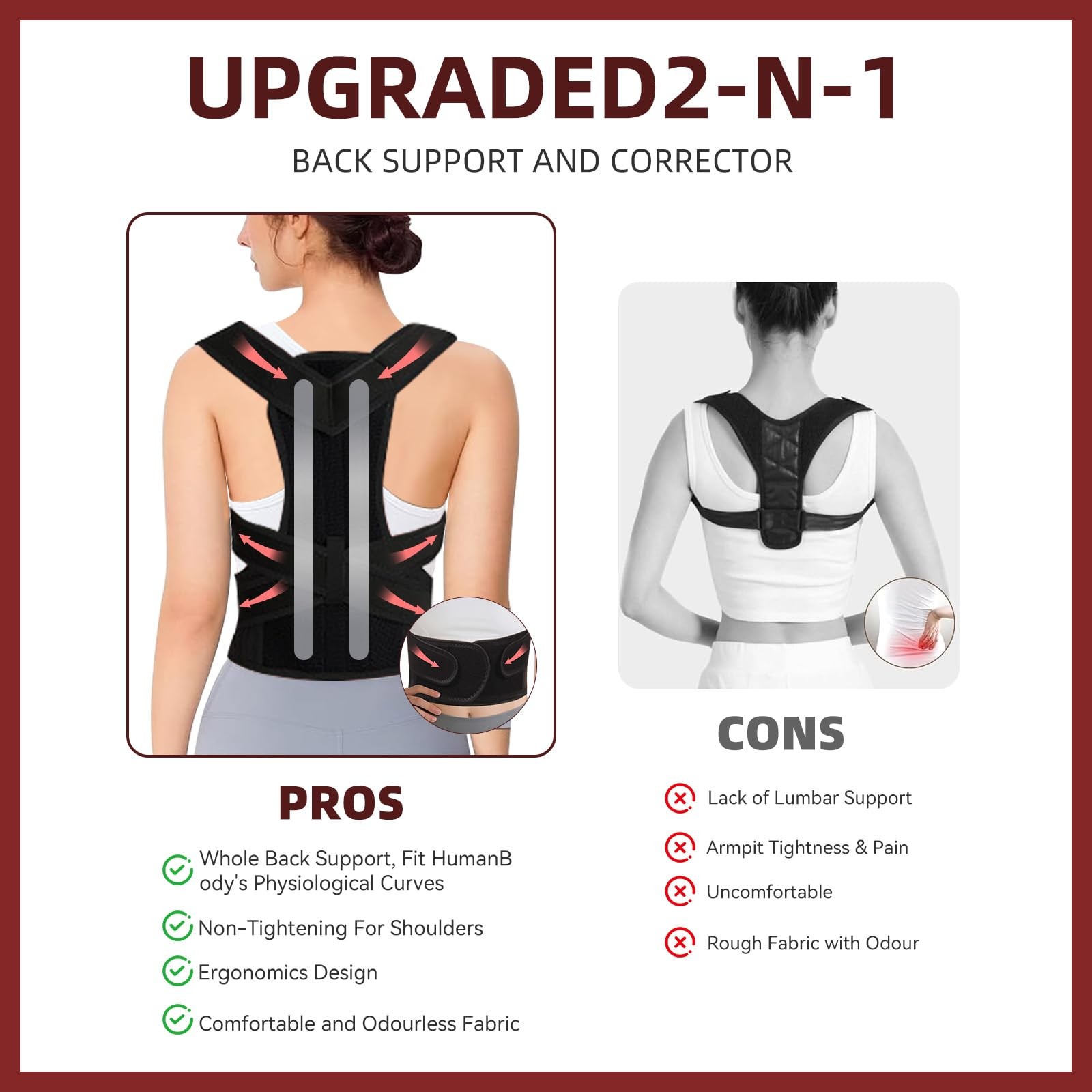 BIHEVN Posture Corrector Back Brace for Men and Women, Small, Black