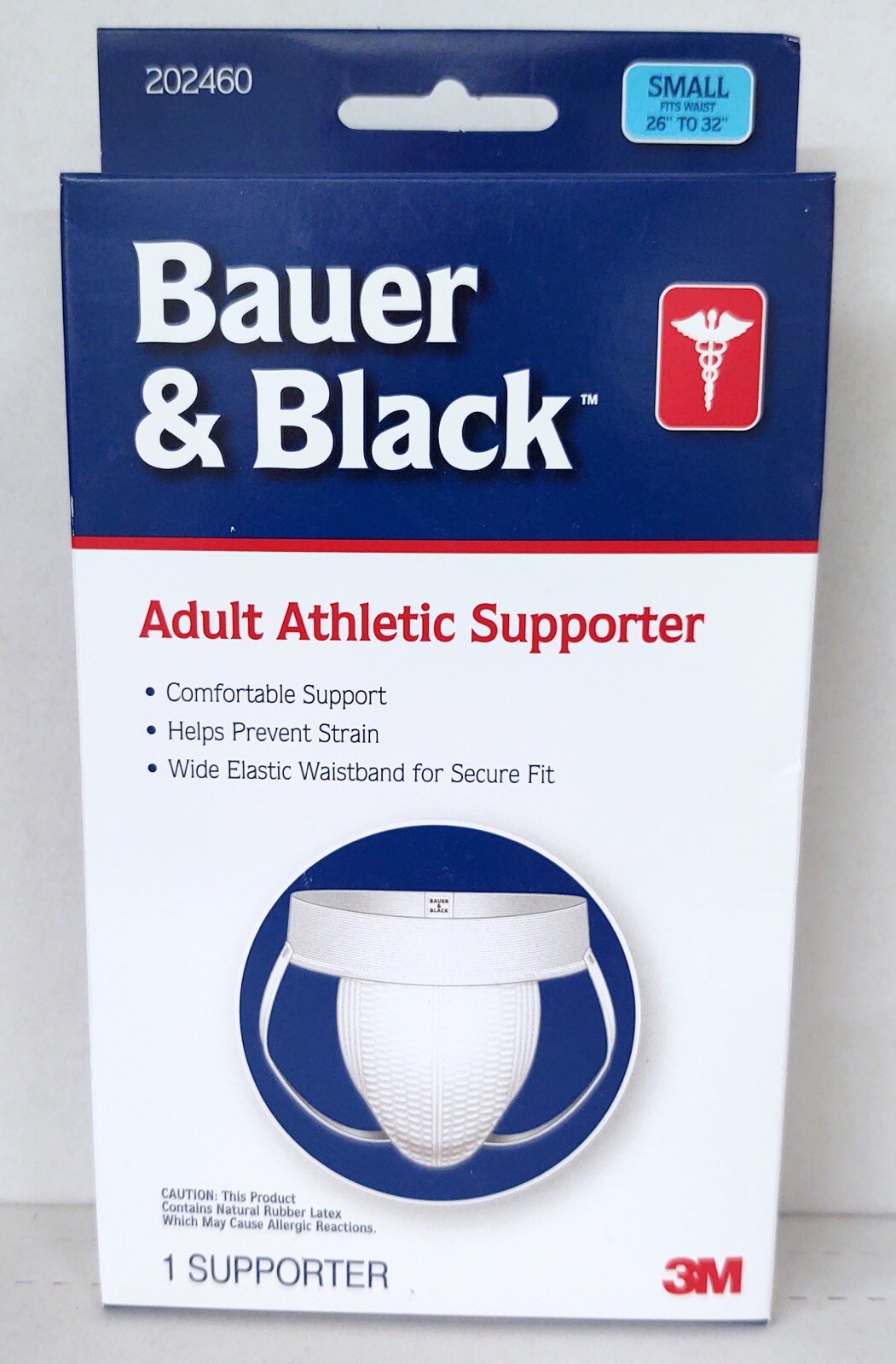 3M 202460 Bauer & Black Adult Athletic Supporter Jock Strap – Size Small