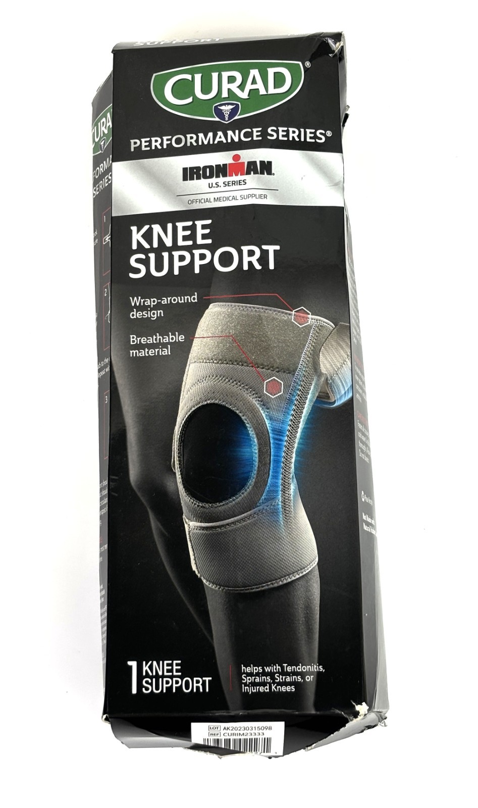 CURAD Performance Series IRONMAN Knee Support Universal Size Sprains Tendonitis