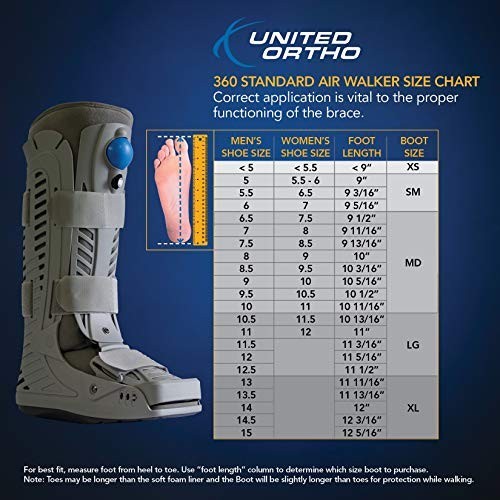 Air Walker Fracture Boot Medium Grey Semi Rigid Shell Air Bladders Rocker Sole
