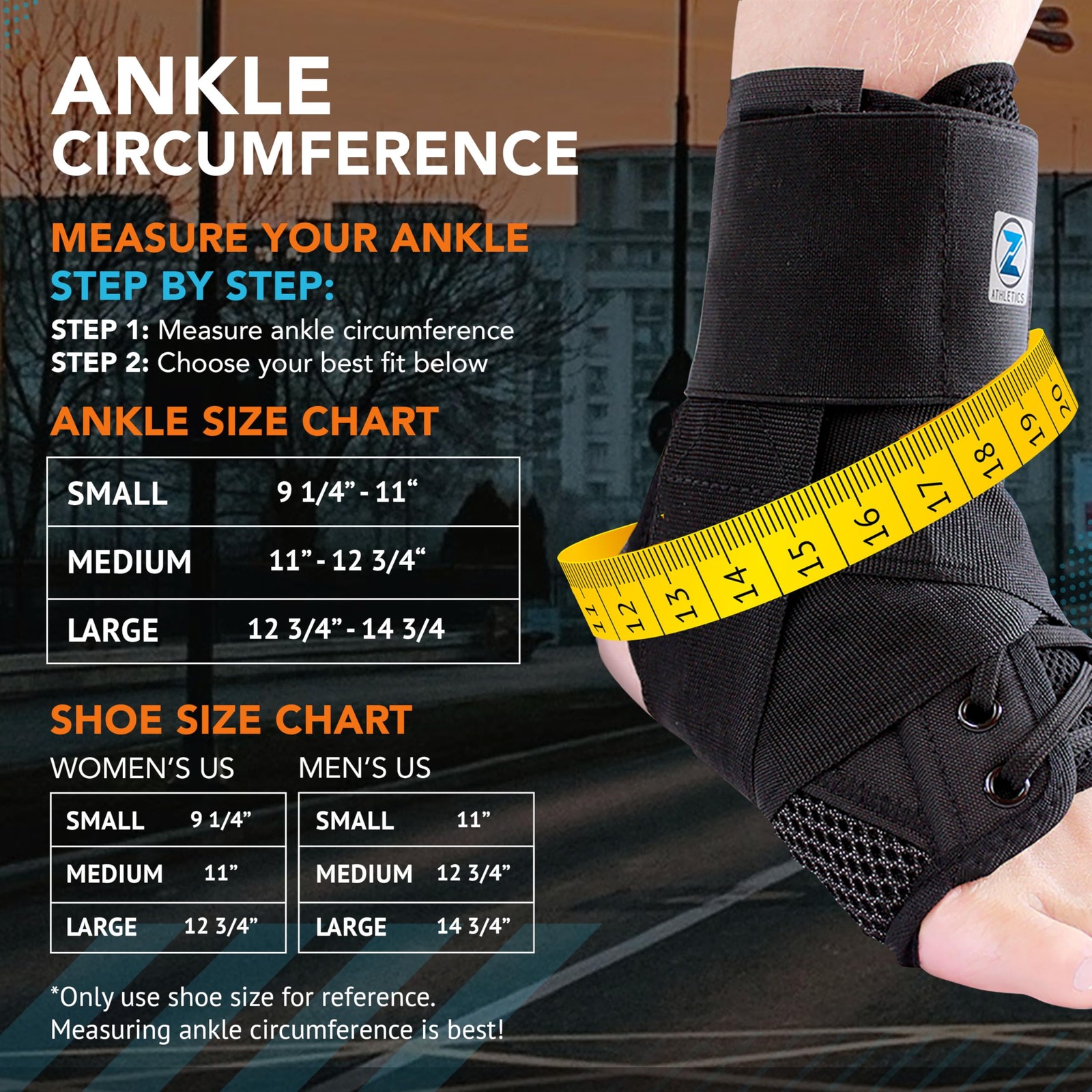 Z ATHLETICS Ankle Brace for Women & Men – Lace Up Adjustable Small, Grey