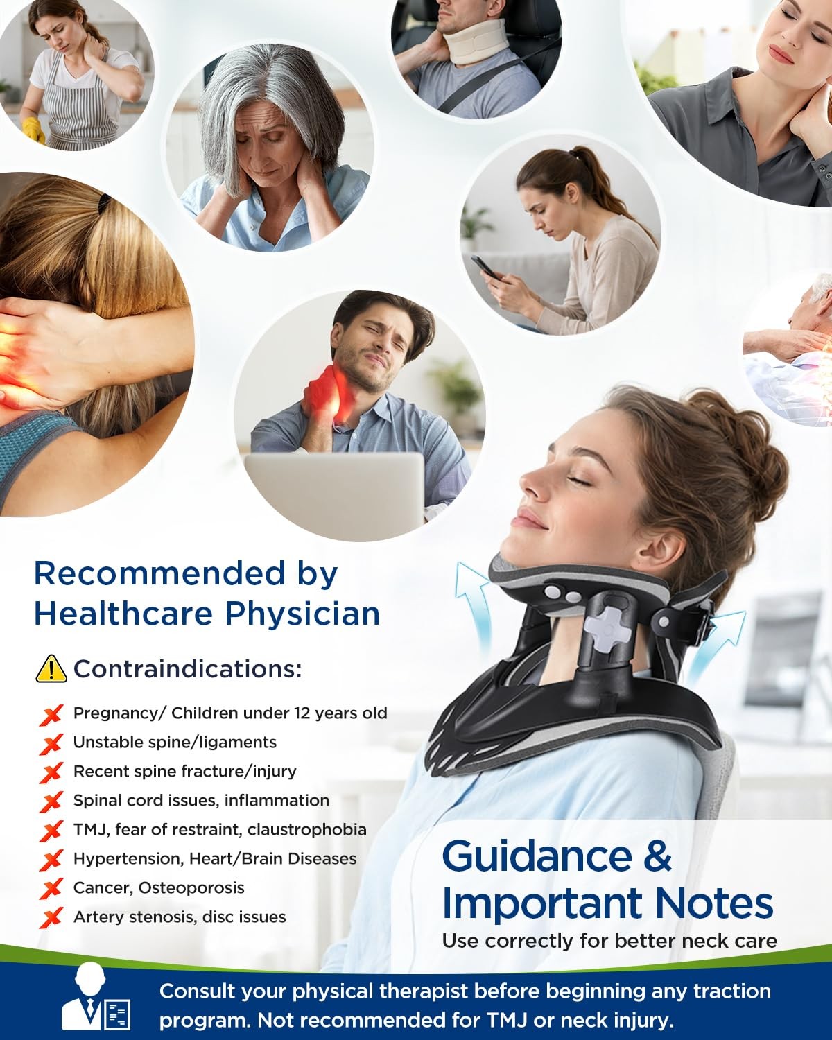 HygiVital Neck Traction Device, Adjustable Neck Stretcher for Pain Relief