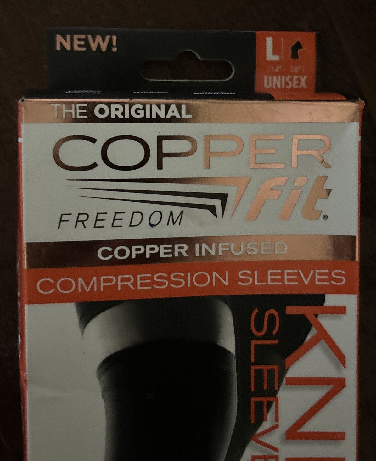 Copper Fit Knee Compression Sleeve Adult Large Copper Infused Black