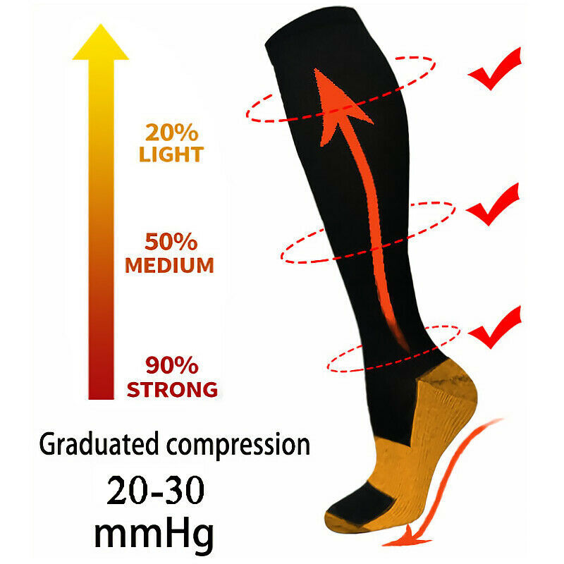 Copper Infused Gym Copper Compression Socks Plantar Fasciitis Sports Support Sox