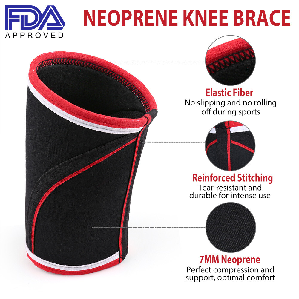2 Pack Knee Sleeves Support Compression Weightlifting 7mm Neoprene Sleeve Sport
