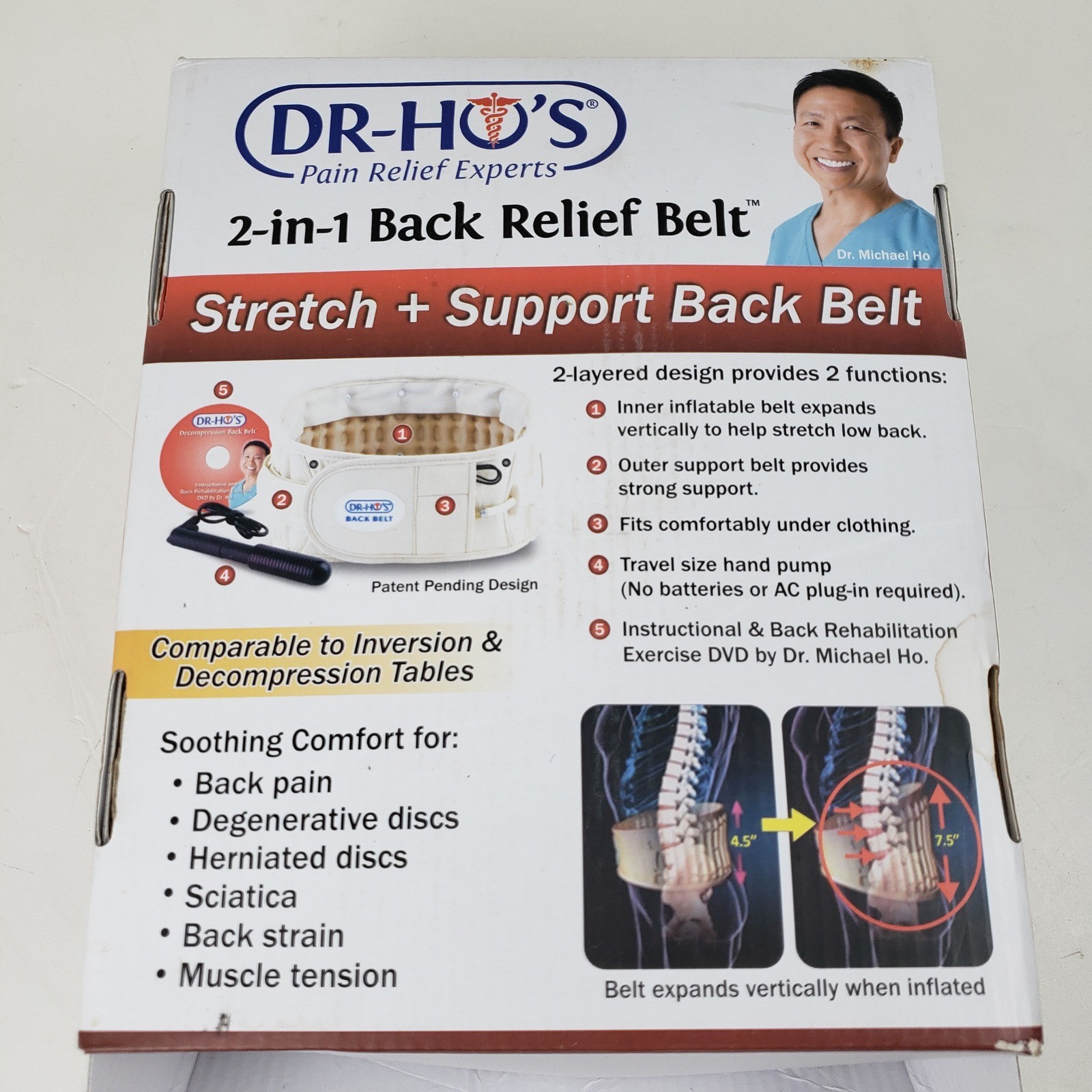 Dr. Ho’s 2-in-1 Back Relief Decompression Belt Size B 42-55″ Waist Beige