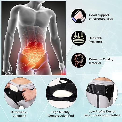 Ziplocare Single Left&Right Side Inguinal Hernia Belt Support Brace Truss Brace