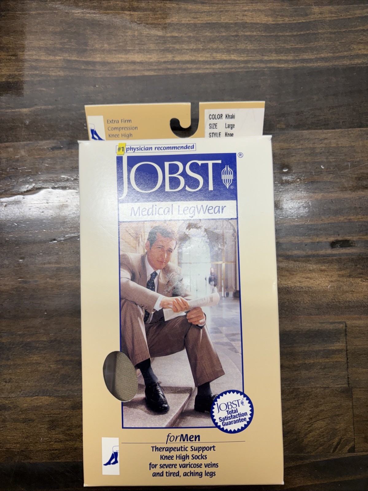 Jobst Medical Leg wear For Men Sz.L Khaki Knee 30-40 Mm/hg