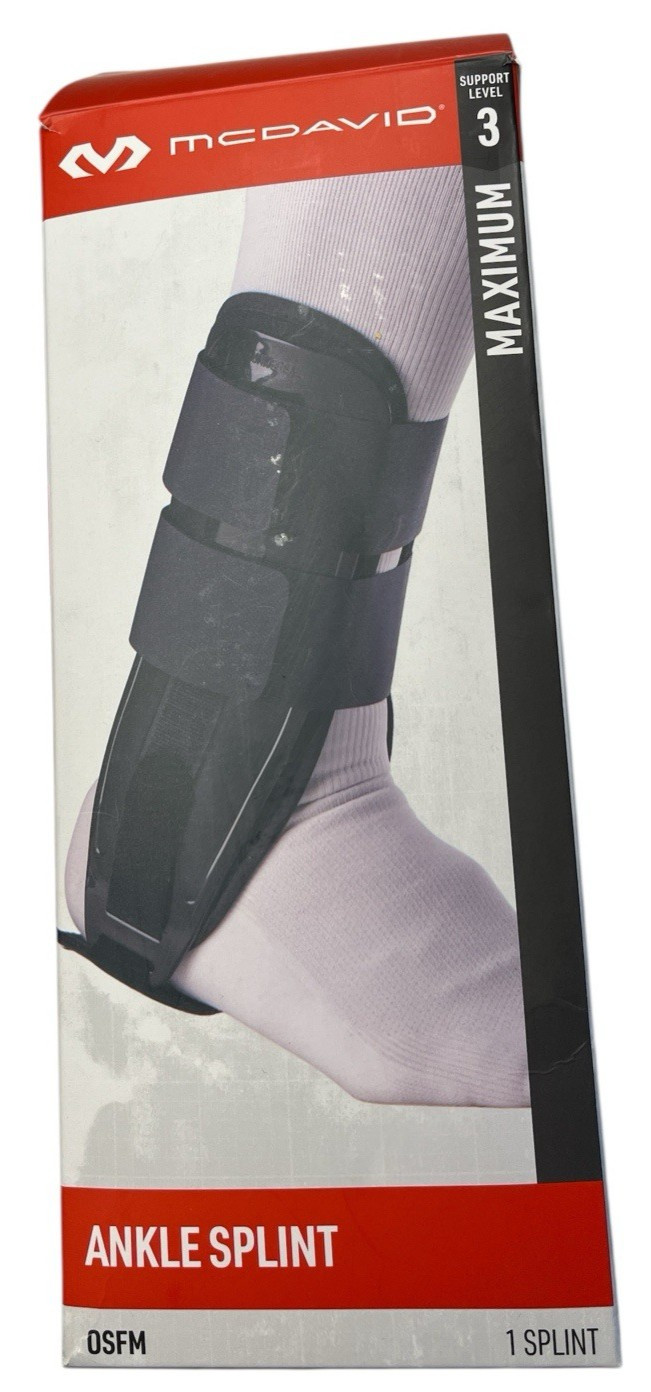 McDavid Ankle Splint OSFM Black Support Level 3 Low Bulk Stirrup Adjustable