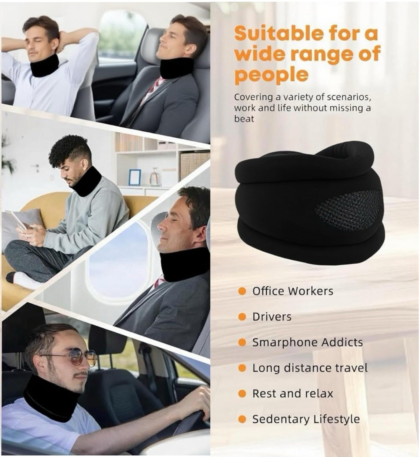 Neck Brace for Sleeping Cervical Collar Relief Pain and Support Black