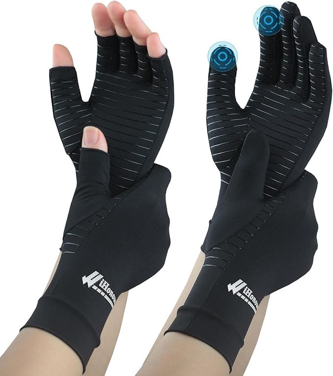 Copper Arthritis Gloves 2 Pairs Compression Hand Support for Pain Relief Carpal