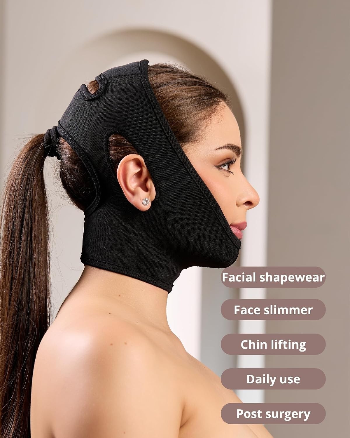 Adjustable Face Compression Bandage – Black