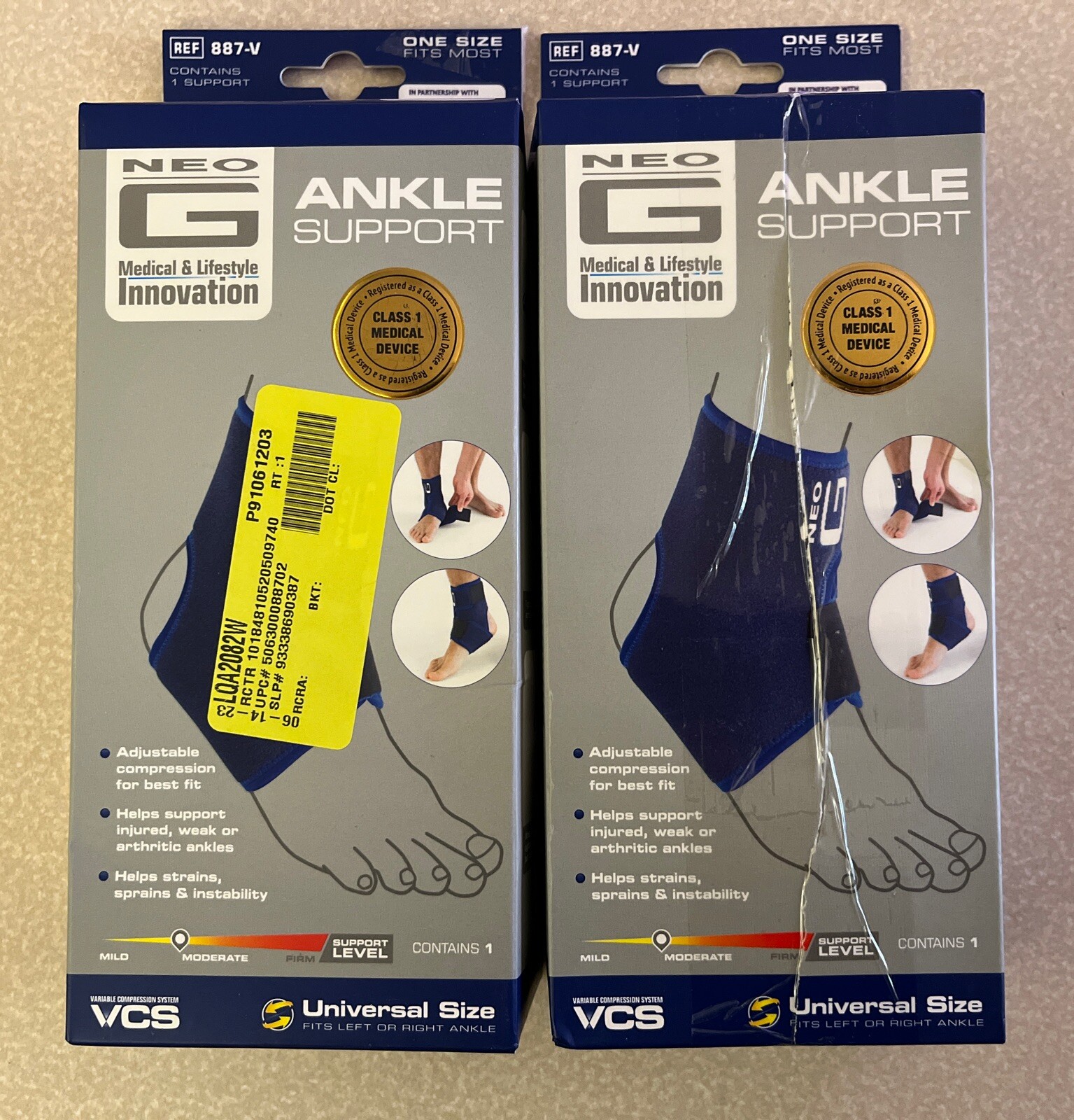 (2 CT) Neo G Ankle Support, Universal Size 887-V Opened Boxes / NEW / See Photo