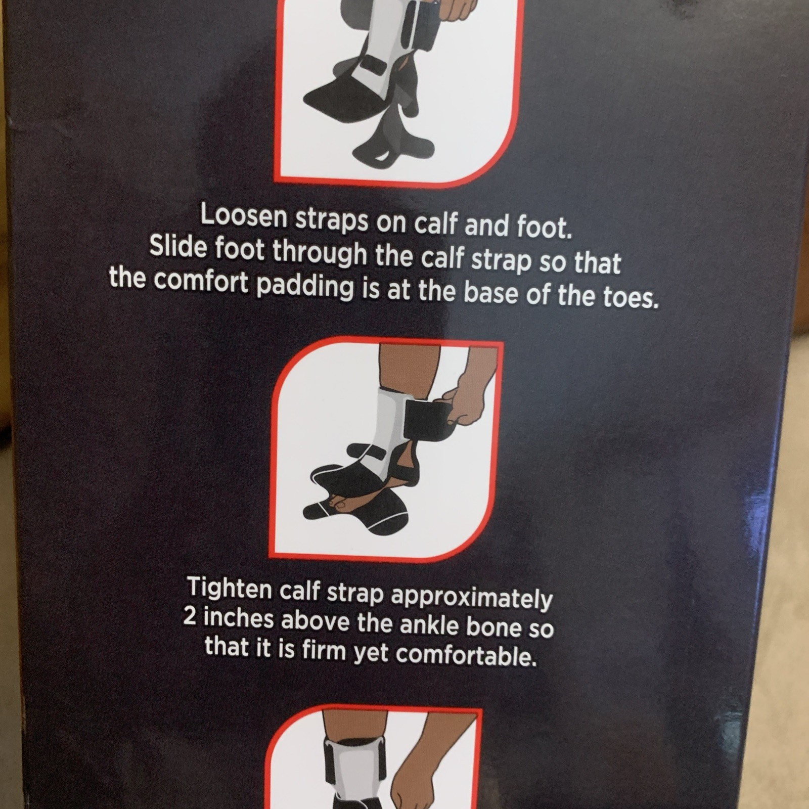 Equate Plantar Fasciitis Stablizer Black Brace Boot Adjustable One Size New
