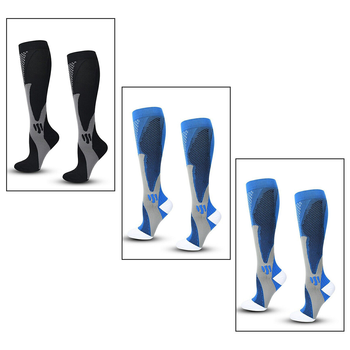 3/2 Pair Copper Compression Socks 20-30mmHg Support Mens Womens Stockings S-XXL