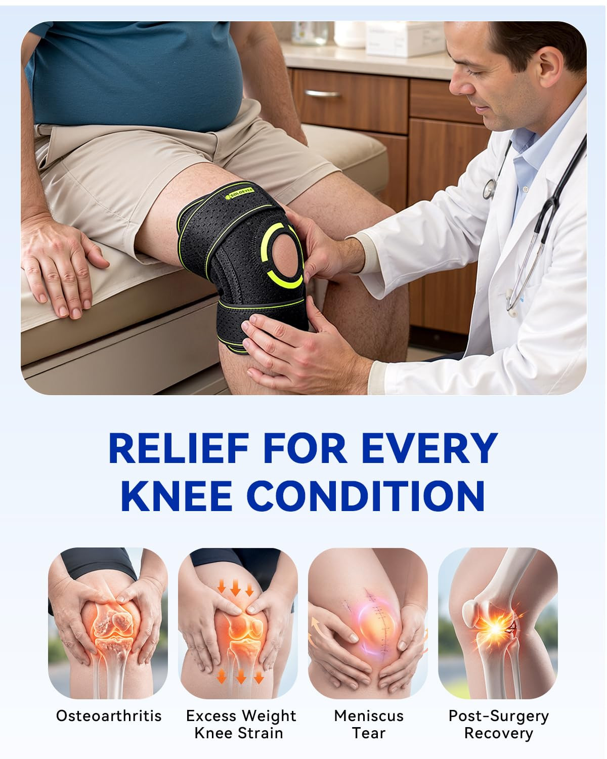 Knee Brace for Women plus Size,Meniscus Knee Brace with Side Stabilizers | 3 Ant