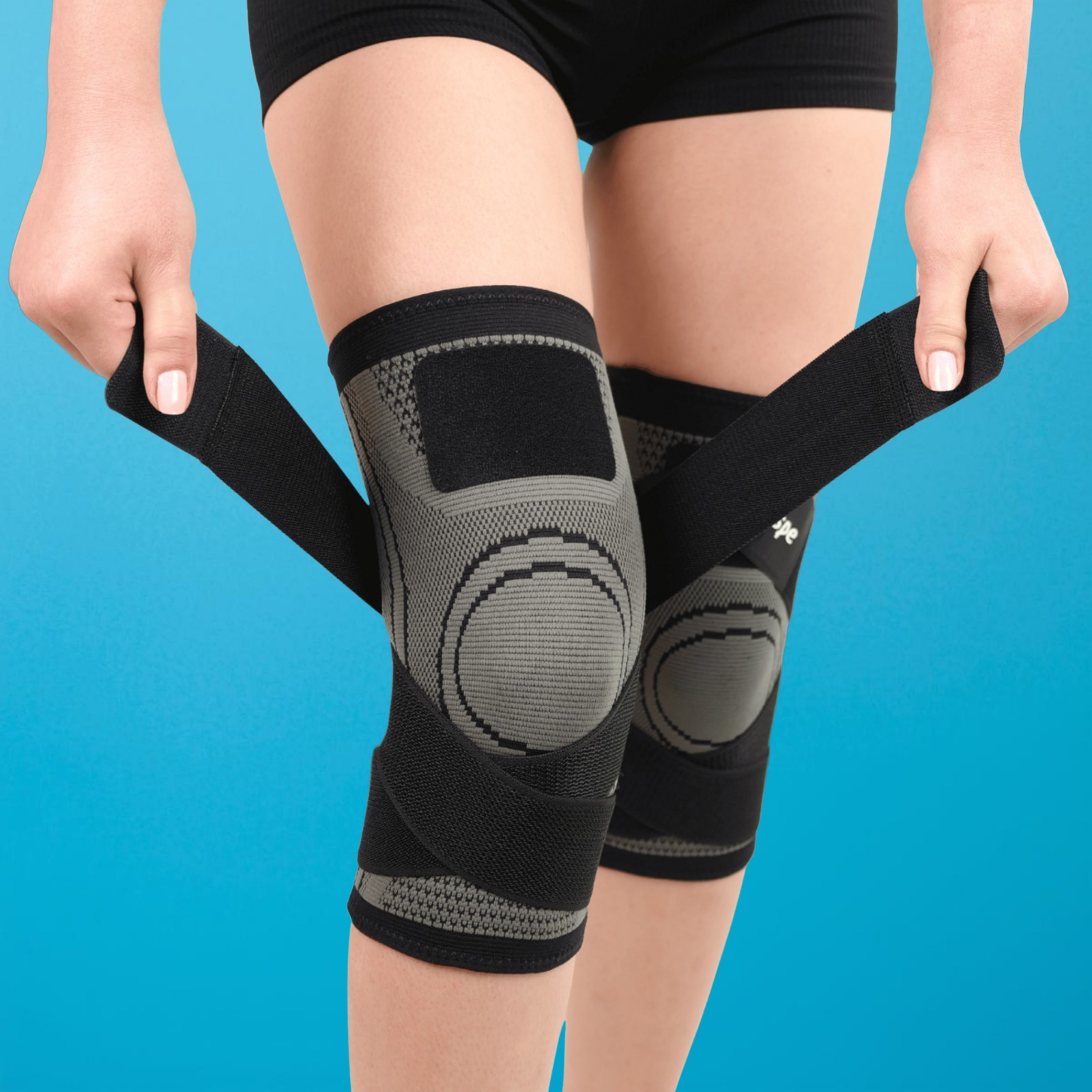 Knee Sleeve With Strap Compression Brace Support Gym Joint Pain Arthritis Relief