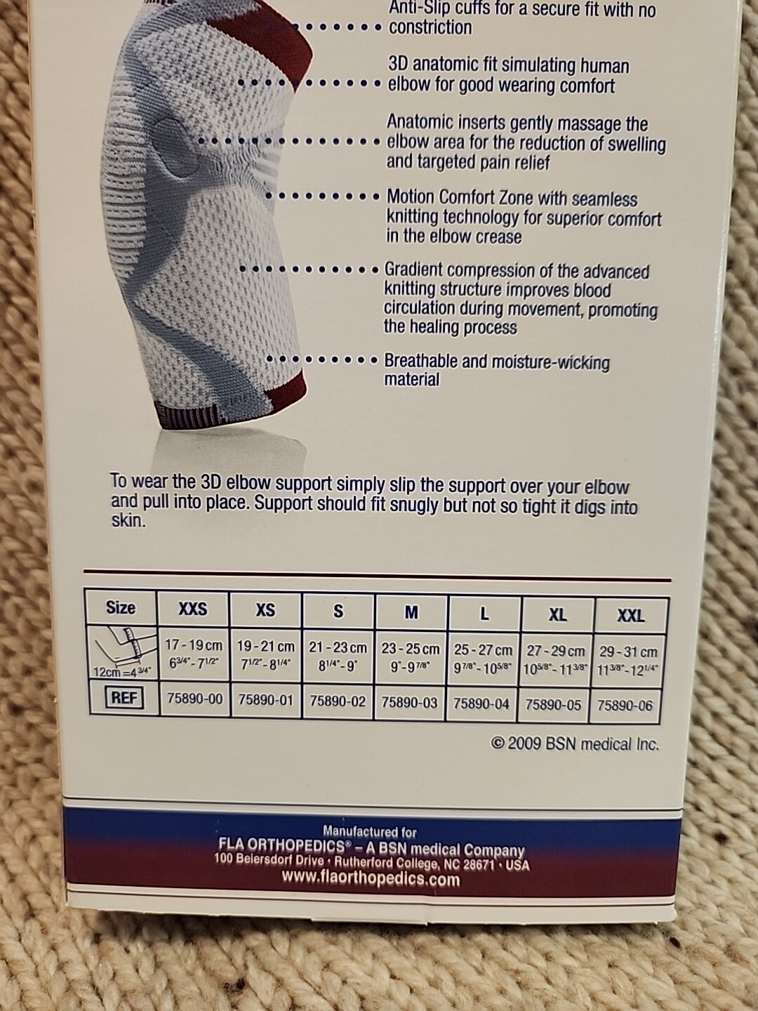 Pro Lite 3D Elbow Support Motion Comfort FLA Orthopedics Small New In Box
