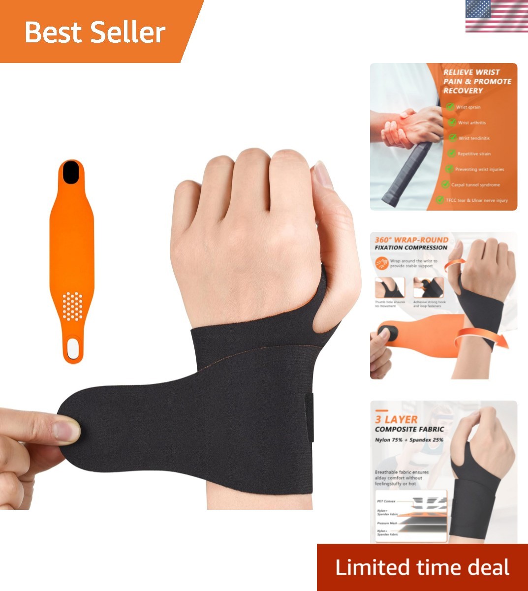 Ulnar Wrist Brace for Right & Left Hand, Ultra-Thin Elastic Wrist Wrap Compre…
