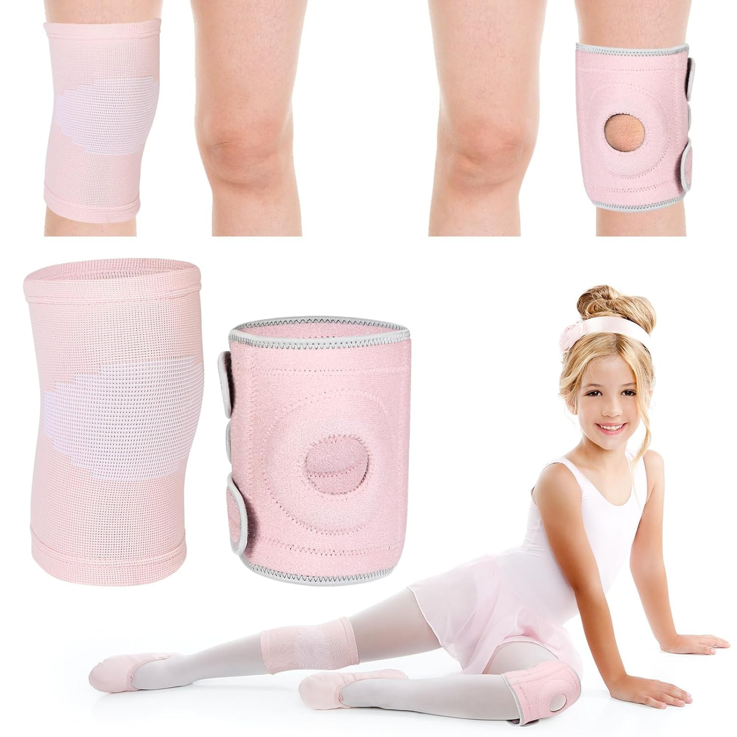 2pc Kids Knee Compression Sleeve Youth Joint Support Sports Guard Boys Girls Med