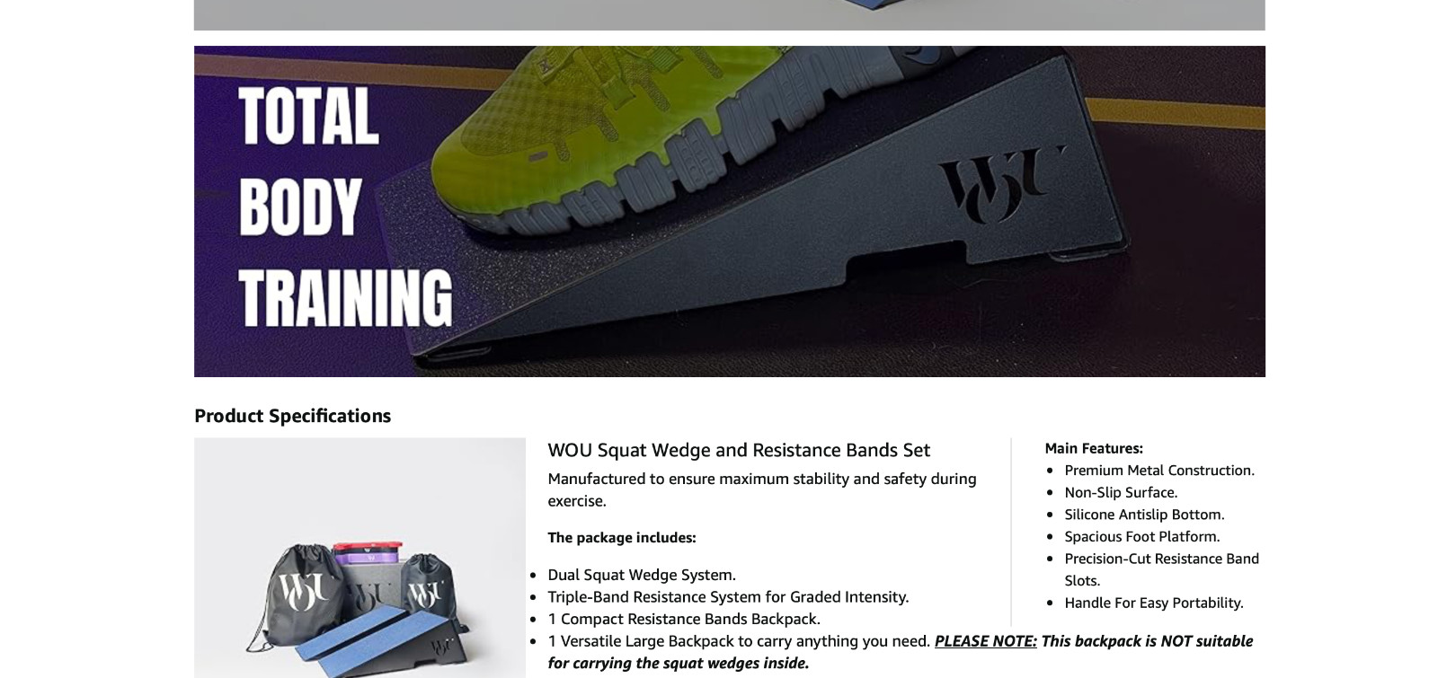 WOU Squat Wedge – Metal Slant Board for Squats, Calf Stretcher, Heel Elevated Sq