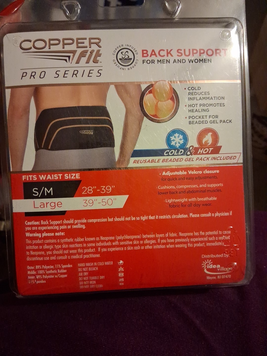 Copper Fit Back Pro Series Compression BACK Support 39″ To 50″ Hot/Cold
