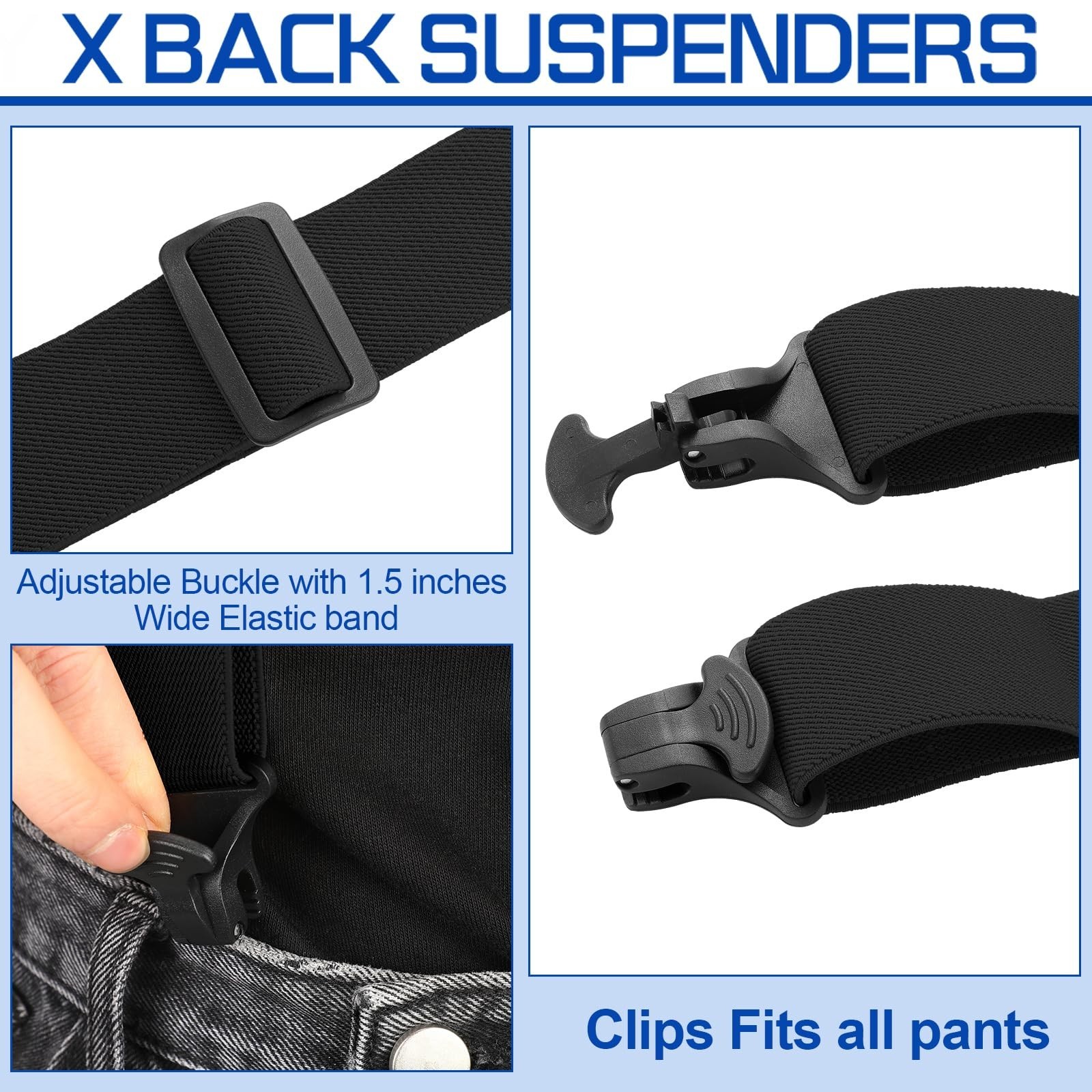 Sintege 4 Pcs X Back Hidden Suspenders 1.5 Inch Heavy Duty Hiking Suspenders …