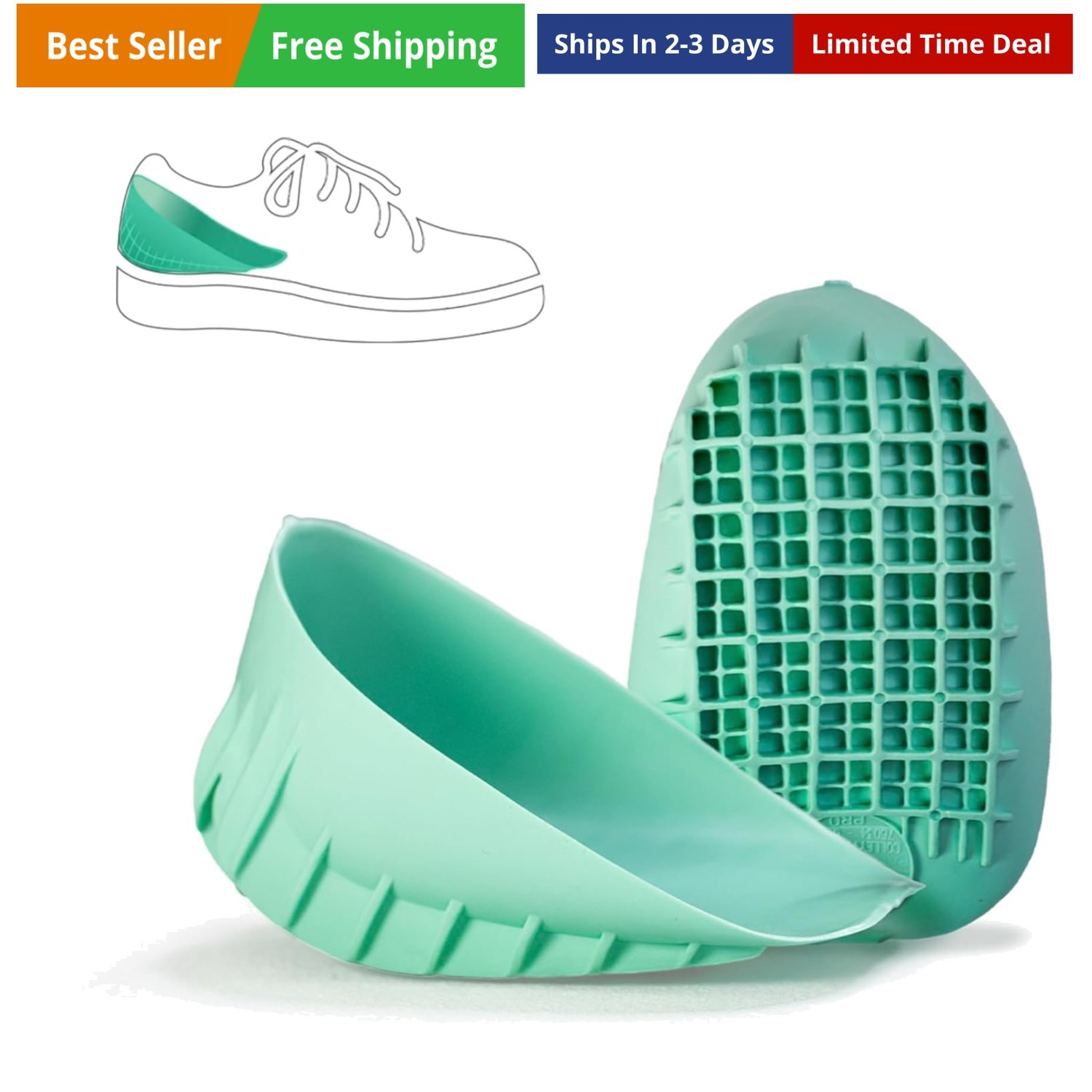Heavy Duty Heel Cups, Shock-Absorbing Cushion Insert for Plantar Fasciitis, S…