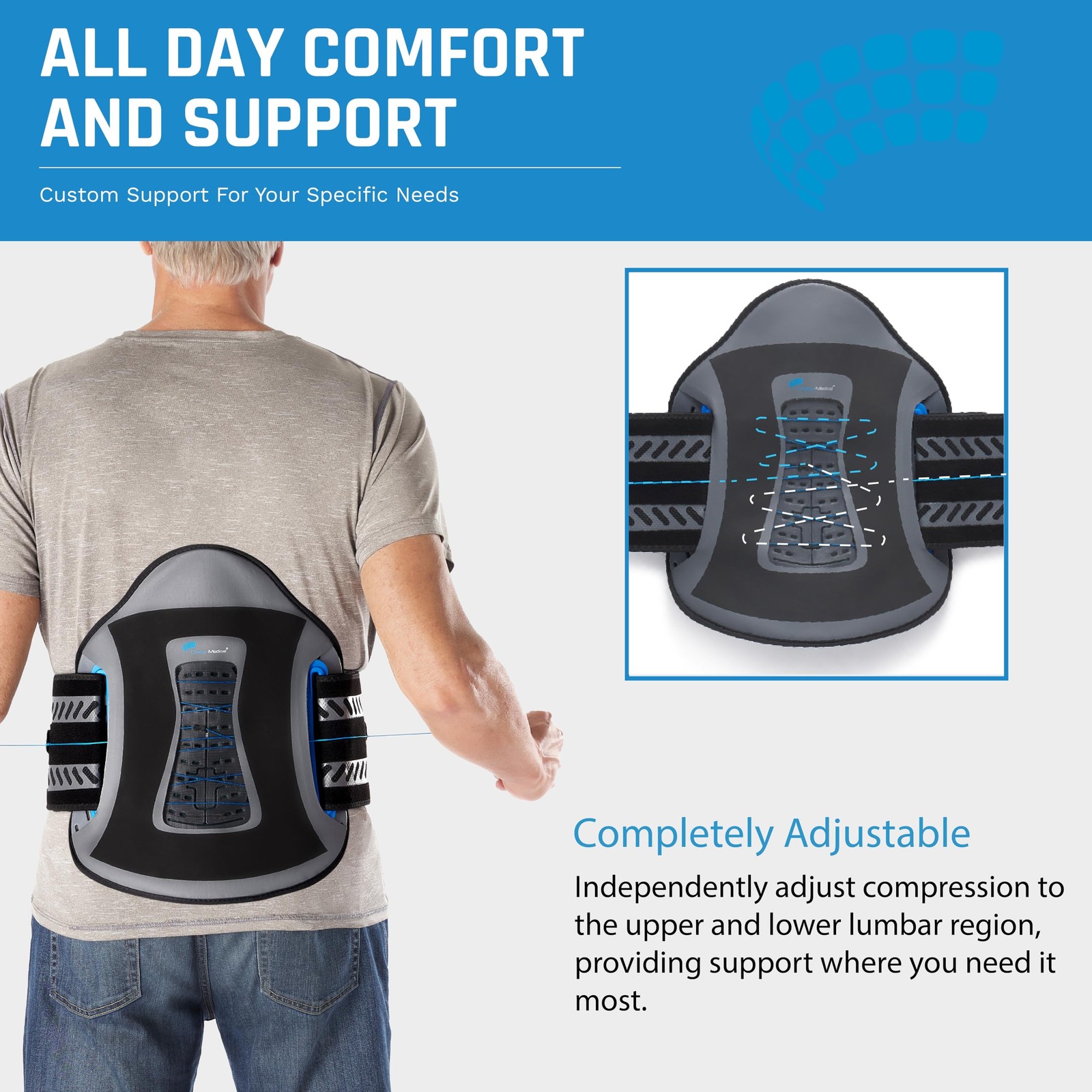 Nu-Form Universal Lower Back Brace – LSO Back Brace with Adjustable Closure -…