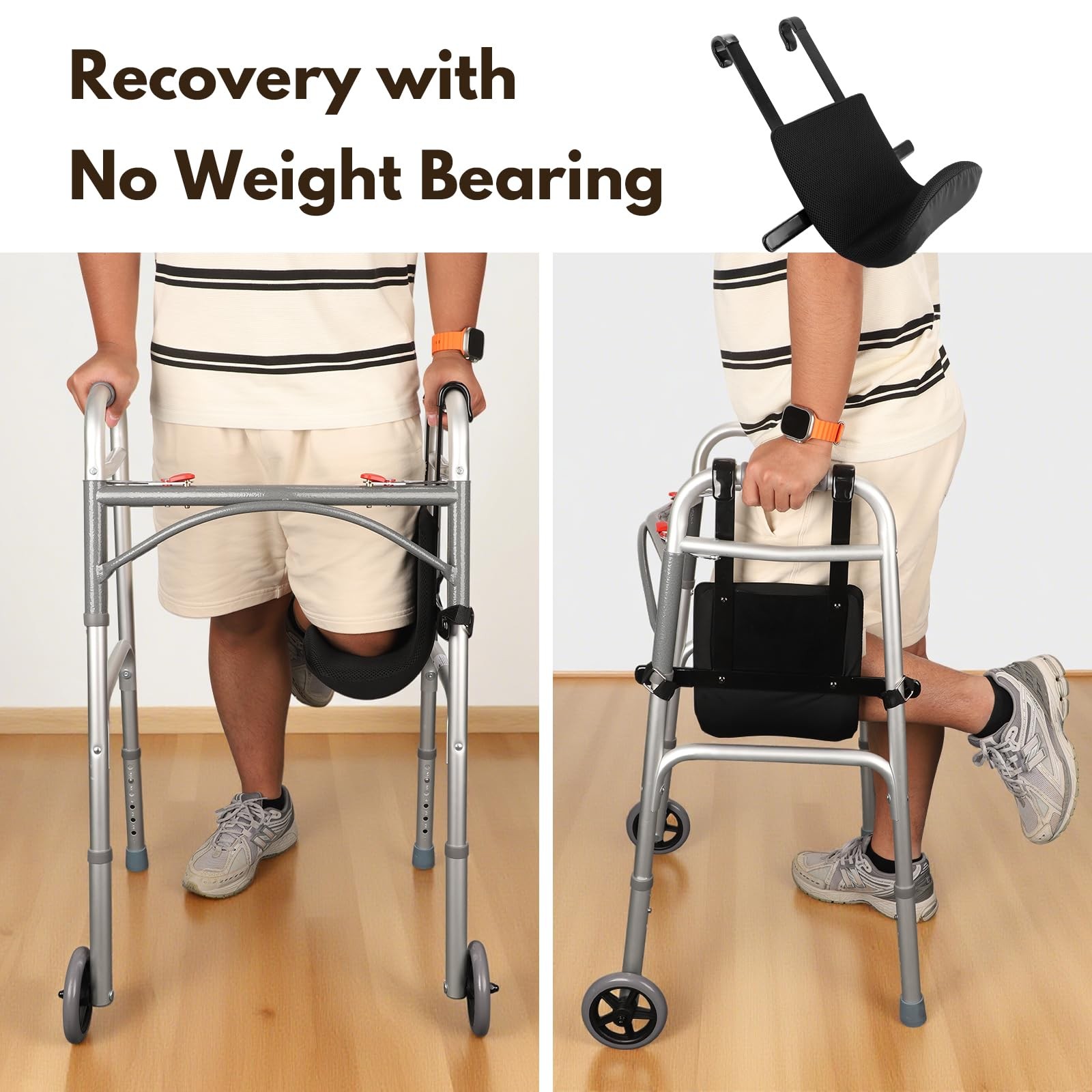 Knee Sling for Walker, Leg Support Up to 300lbs with Comfortable Cushion