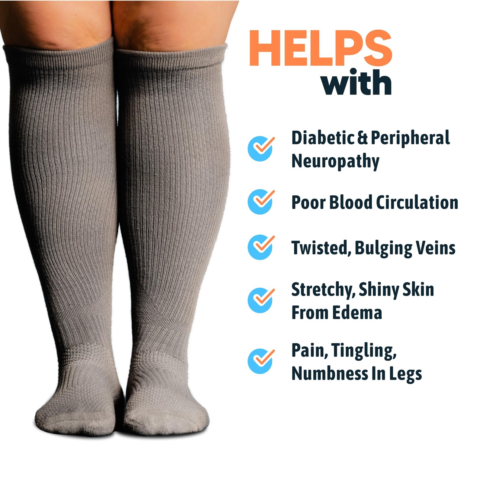 Viasox White 3 Pack Compression Socks Women & Men, Circulation Medium,