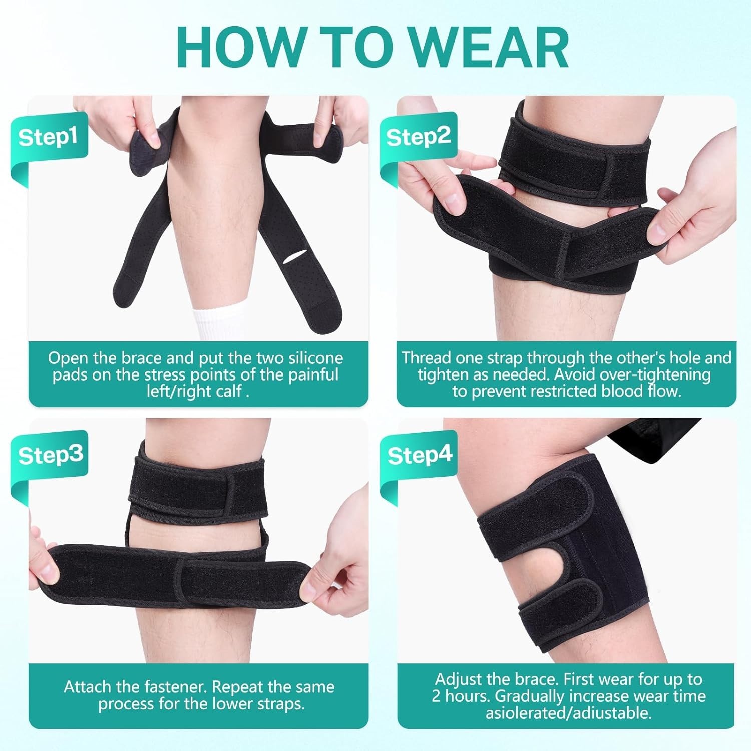 Sciatica Pain Relief Brace, Dual Pressure Pads, Adjustable Calf Support, Unisex