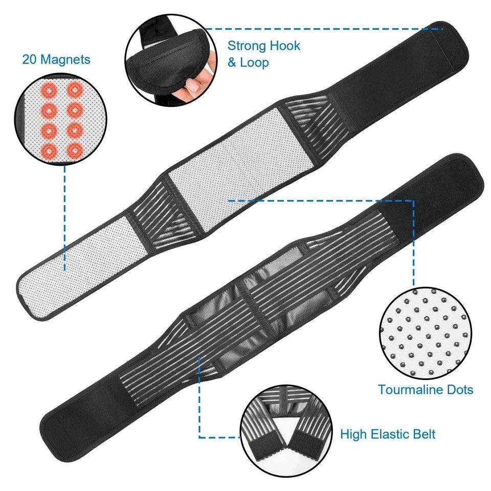 Magnetic Back Support Brace Belt Lumbar Lower Waist Breathable Back Pain Relief