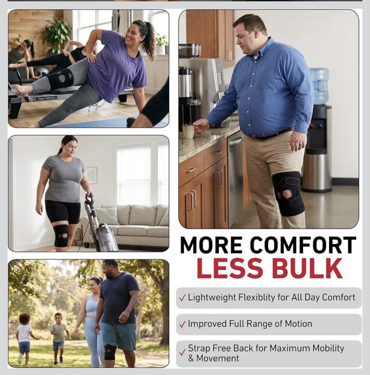McDavid VOW Plus Size Knee Brace with Steel Stays – XL/2XL – Black Compression