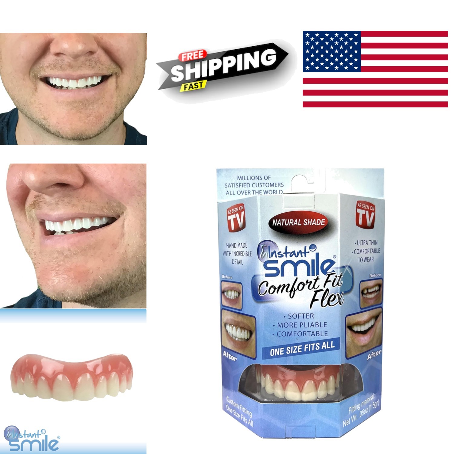 Comfort Fit Flex Natural Shade Upper Teeth Veneers for Smile Improvement