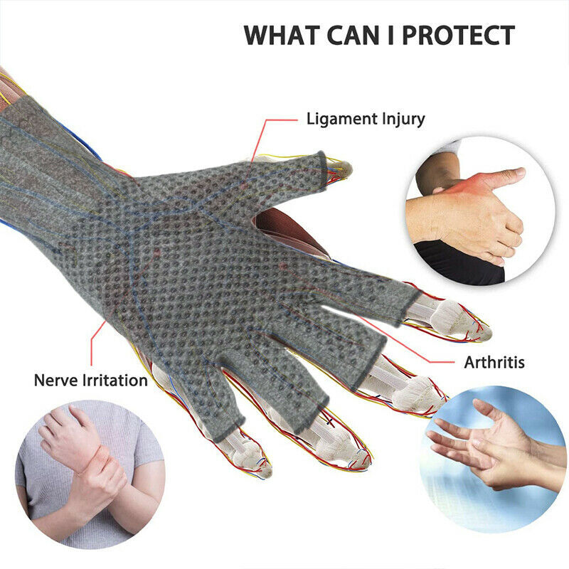 2Pairs Copper Compression Gloves Carpal Tunnel Arthritis Pain Relief Therapeutic