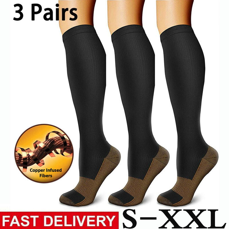 3Pair Medias De Compression Para Mujer Calcetines Para La Circulacion 20-30 Mmhg