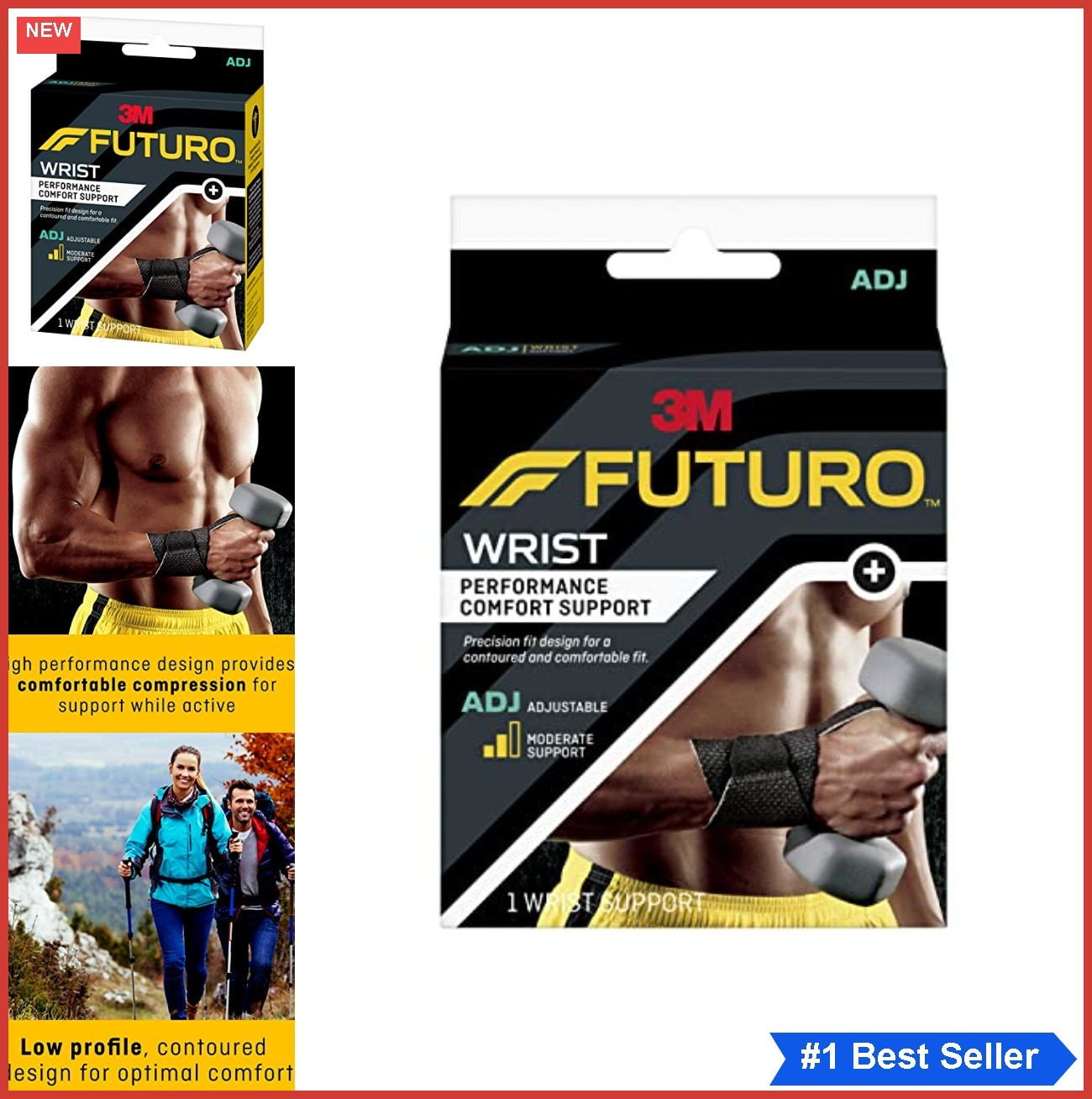 Wrist Support Adjustable Neoprene Moderate Compression Breathable Comfort for