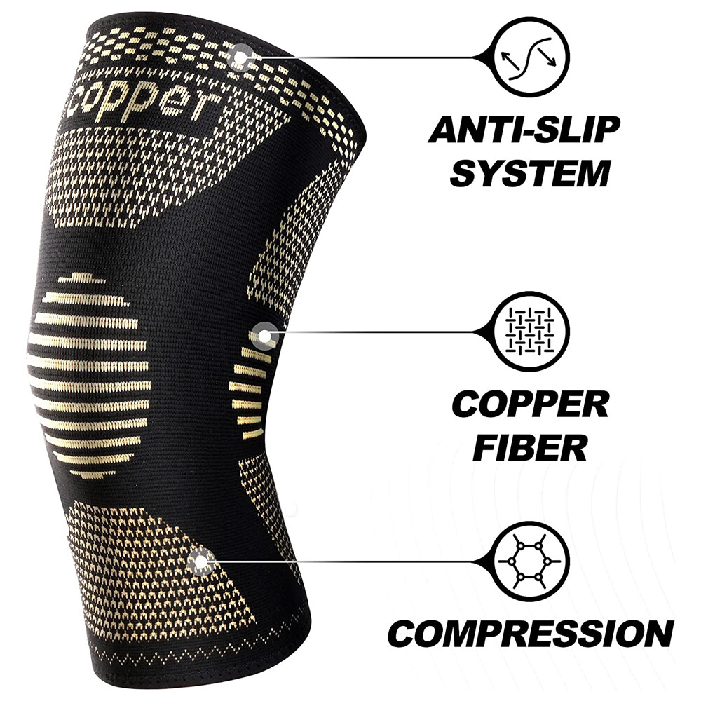 Copper Knee Brace Knee Support Compression Sleeve for Meniscus Tear Pain Relief