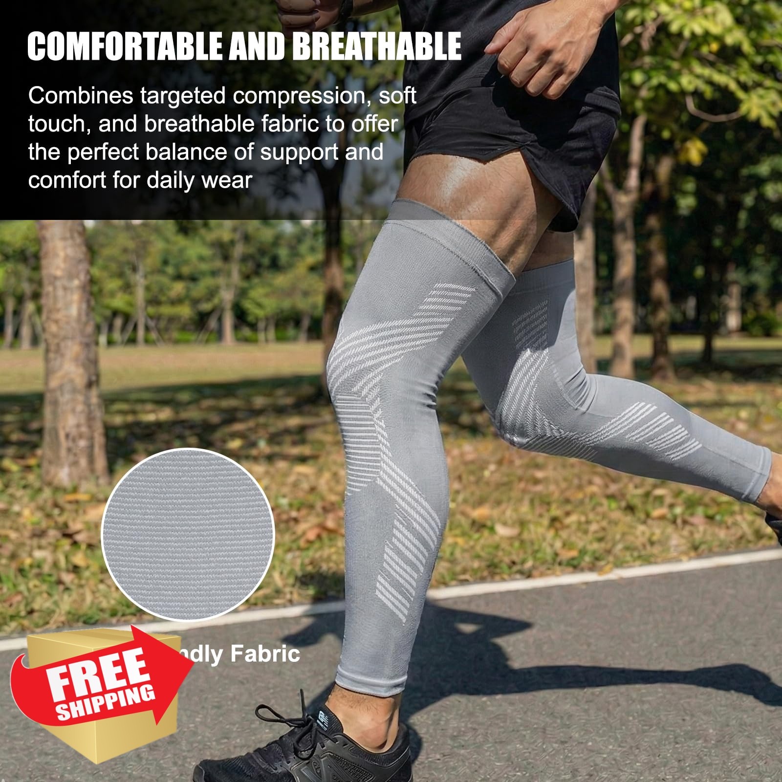 NuCamper Leg Compression Sleeves Gray X-Large 2 Pack