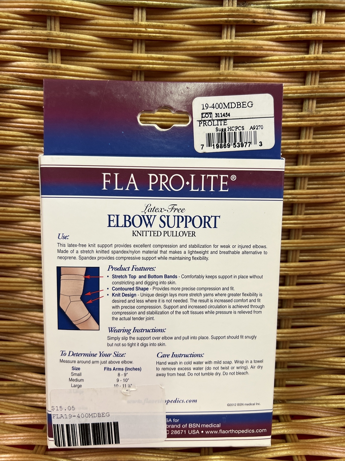 FLA Orthopedics Pro Lite Professional Latex Free Elbow Support Medium Beige NIB