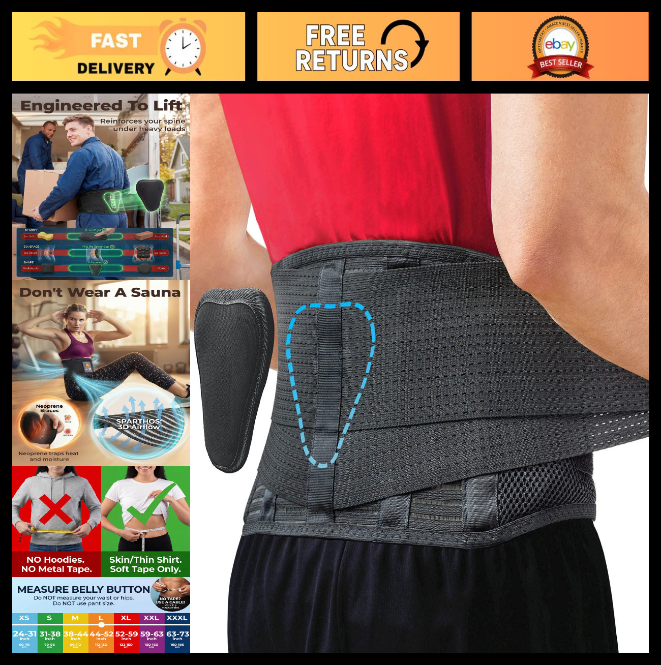Lower Back Pain Relief Brace – Sciatica, Herniated Disc Support – Breathable Lum