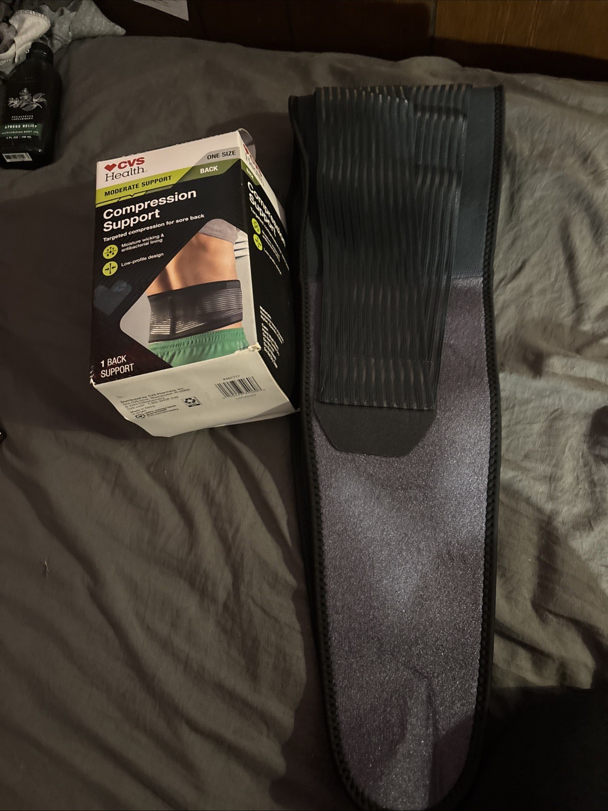 CVS Health Moderate Back Compression Support Brace Low-Profile, One Size Black