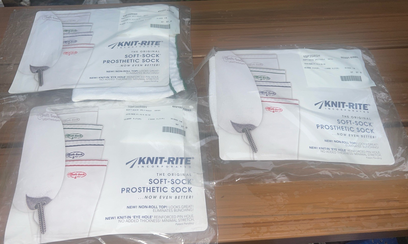 3-Knit-Rite Soft-Sock Prosthetic Sock 1SB3SRSH Fits Size 1 , 2. 10″-14″ Reg,