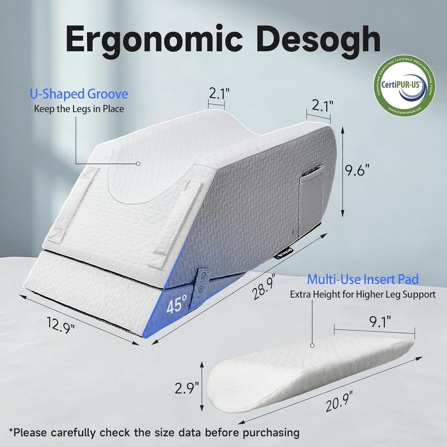 Leg Elevation Pillow for After Surgery, Adjustable 4 Heights & 2 Slopes, Knee…